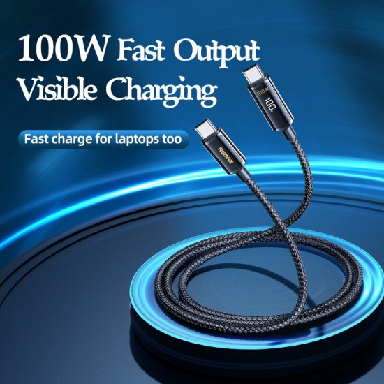 RC-128 100W USB-C/Apple Port to USB-C Cable PD3.0 Power Delivery Digital Display Fast Charging Data Transmission Cable 1.2m For iPhone Samsung