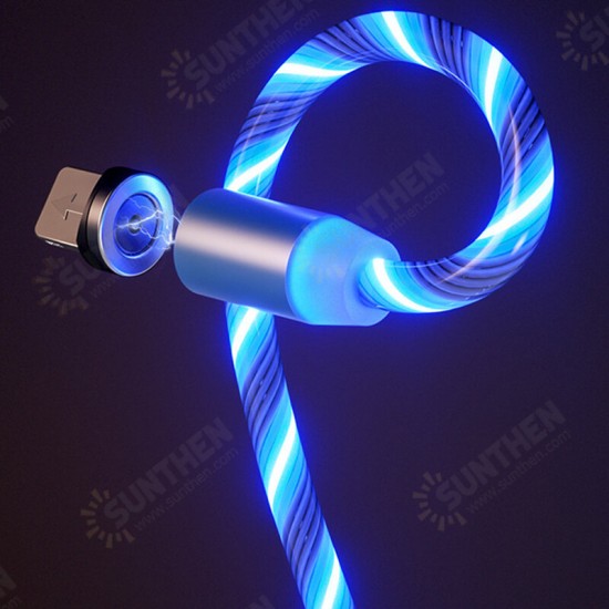 Magnetic Data Cable Micro USB Type C Flow Luminous Lighting Data Wire For Huawei P30 P40 Pro MI10 Note 9S