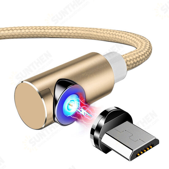 2.4A Micro USB 360 Degree Elbow Magnetic LED Indicator Fast Charging Data Cable For HUAWEI OPPO VIVO