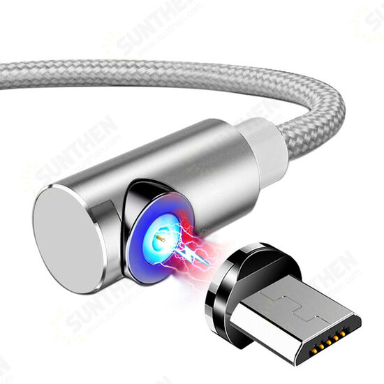 2.4A Micro USB 360 Degree Elbow Magnetic LED Indicator Fast Charging Data Cable For HUAWEI OPPO VIVO