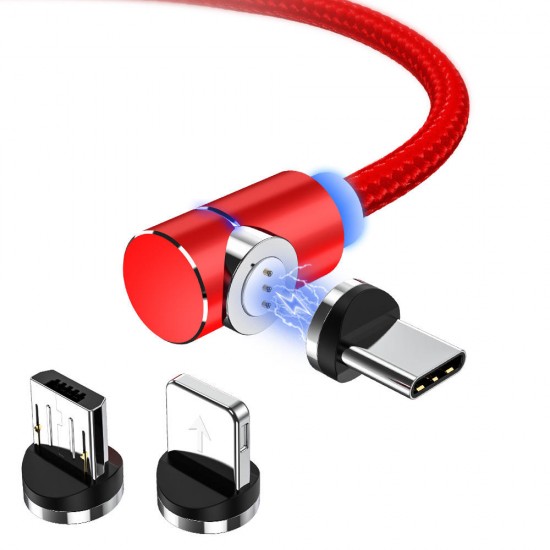 3A Type C Micro USB 90 Degree Fast Charging Magnetic Data Cable For Huawei P30 Pro Mate 30 Mi9 7A 6Pro S10+
