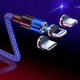 T02 3A LED Magnetic Round Type-C Micro USB Data Cable for Samsung S10 S9 HUAWEI K30 LG