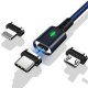 T03 3A LED Magnetic Nylon Braided Type-C Micro USB Data Cable for Samsung S10 HUAWEI 9T K30