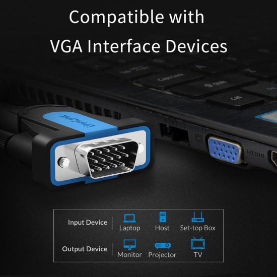VGA Male to Male Cable Projector HD Adapter Cable 1080P Full HD for Projectors HDTV Displays More VGA Enabled Devices