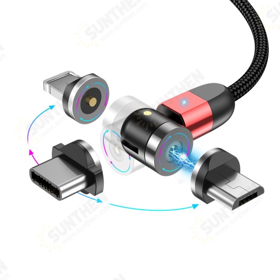 2.4A 2in1 LED 540° Magnetic Dual Position Game Quick Charge Data Cable for Samsung S10+ Note8 HUAWEI