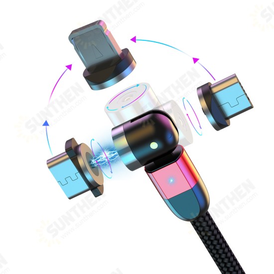 2.4A 2in1 LED 540° Magnetic Dual Position Game Quick Charge Data Cable for Samsung S10+ Note8 HUAWEI