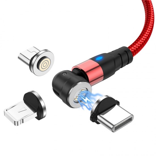 3in1 3A Magnetic USB to USB-C/Micro USB Data Cable 540° Rotation Fast Charging Data Transmission Cable 0.5/1/2m Samsung iPad MacBook Huawei OnePlus