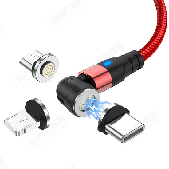 3in1 3A Magnetic USB to USB-C/Micro USB Data Cable 540° Rotation Fast Charging Data Transmission Cable 0.5/1/2m Samsung iPad MacBook Huawei OnePlus