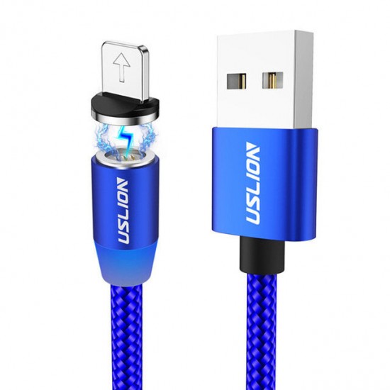 360 Degree Rotate Round Magnetic LED TPE Fast Charging 3A 1M Type-C Micro USB Data Cable for Samsung S10+ Note8 HUAWEI P30Pro