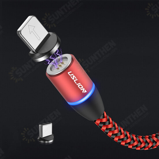 3A LED 360 Degree Rotate Magnetic TPE Fast Charging 1M Type-C Data Cable for Samsung S10+ Note8 HUAWEI P30Pro