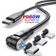 PD 60W Magnetic USB-C to USB-C Cable PD3.0 Power Delivery QC4.0 Fast Charging Data Transmission Cable 1m For HUAWEI Samsung iPad MacBook AirMi