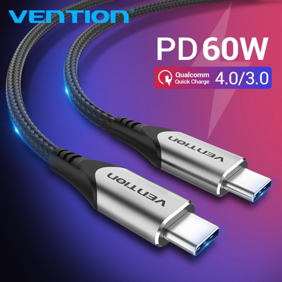 USB Type C to USB C Data Cable PD 60W Male to Male Fast Charging For Huawei P30 P40 Pro MI10 POCO X3 OnePlus 8Pro