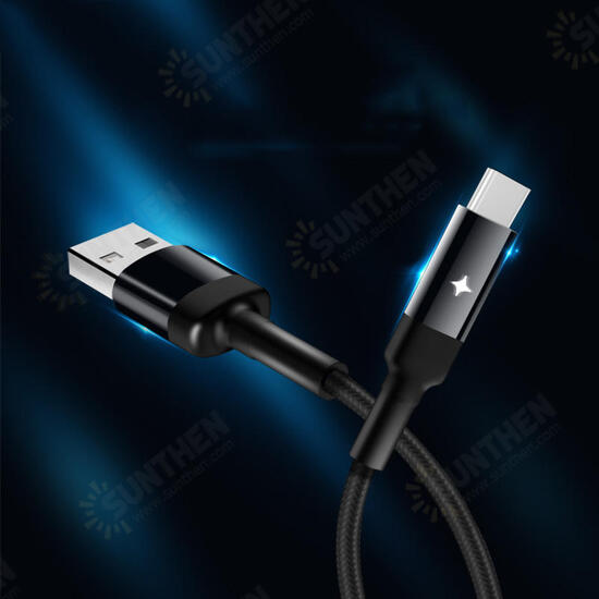 CA28 LED Smart Power Off USB Type C Cable Fast Charging Data Cable For Samsung S10 S9 Huawei LG