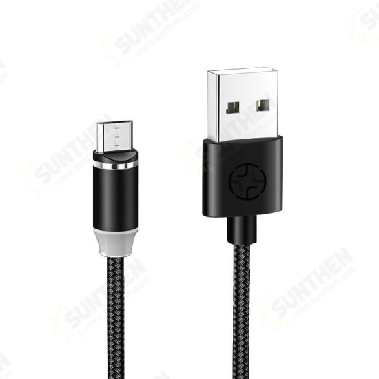 LED 2.4A Magnetic Round Rotate Type-C Micro USB Data Cable 1.2M for Samsung S10 K30 LG HUAWEI