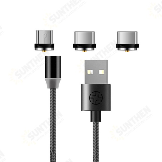 LED 2.4A Magnetic Round Rotate Type-C Micro USB Data Cable 1.2M for Samsung S10 K30 LG HUAWEI