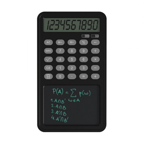 12 Digit Calculator with LCD Writing Board Left Hand Portable Drawing Draft Board Office Finance Calculator for School and Working