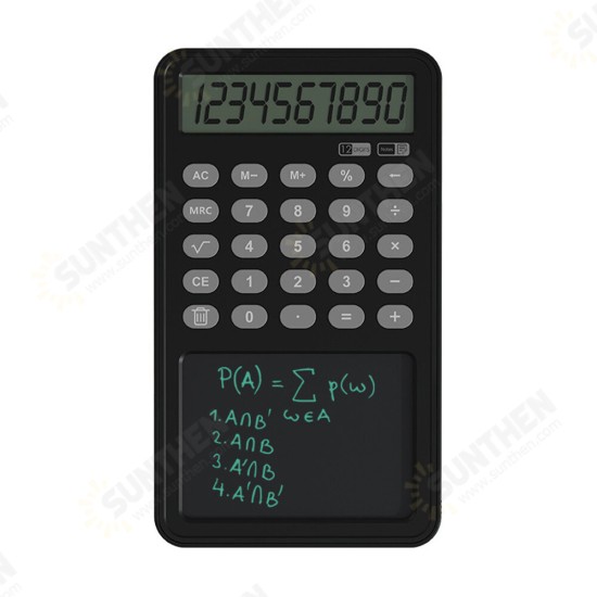 12 Digit Calculator with LCD Writing Board Left Hand Portable Drawing Draft Board Office Finance Calculator for School and Working