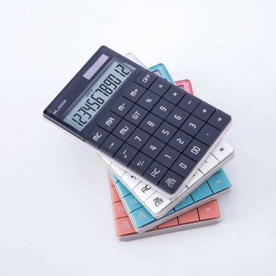 NS041 Desktop Calculator Large LCD Screen 12-digit Calculator Solar/Battery Dual Powered for Business Finance Office School from XM