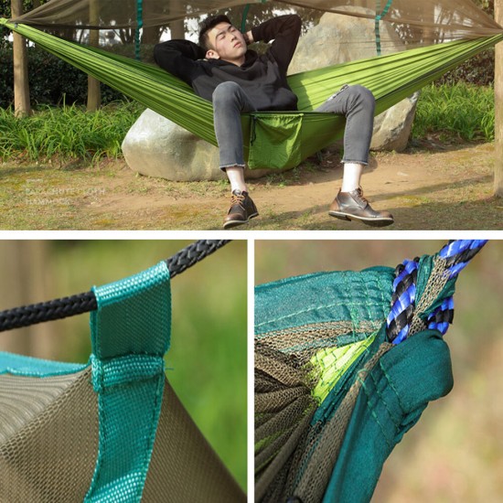 1-2 Person Camping Hammock Hanging Bed Swing Chair with Mosquito Net Outdoor Travel