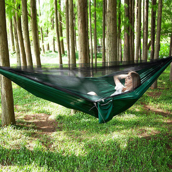 1-2 Person Portable Outdoor Camping Hammock with Mosquito Net High Strength Parachute Fabric Hanging Bed Hunting Sleeping Swing