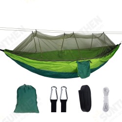 1-2 Person Portable Outdoor Camping Hammock with Mosquito Net High Strength Parachute Fabric Hanging Bed Hunting Sleeping Swing Max Load 300KG 1-2 Person Portable Outdoor Camping Hammock with Mosquito Net High Strength Parachute Fabric Hanging Bed Hunting Sleeping Swing Max Load 300KG