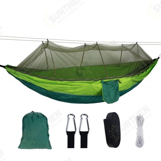 1-2 Person Portable Outdoor Camping Hammock with Mosquito Net High Strength Parachute Fabric Hanging Bed Hunting Sleeping Swing Max Load 300KG