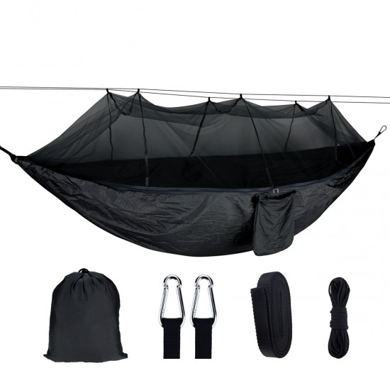 1-2 Person Portable Outdoor Camping Hammock with Mosquito Net High Strength Parachute Fabric Hanging Bed Hunting Sleeping Swing Max Load 300KG