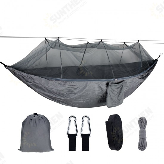 1-2 Person Portable Outdoor Camping Hammock with Mosquito Net High Strength Parachute Fabric Hanging Bed Hunting Sleeping Swing Max Load 300KG