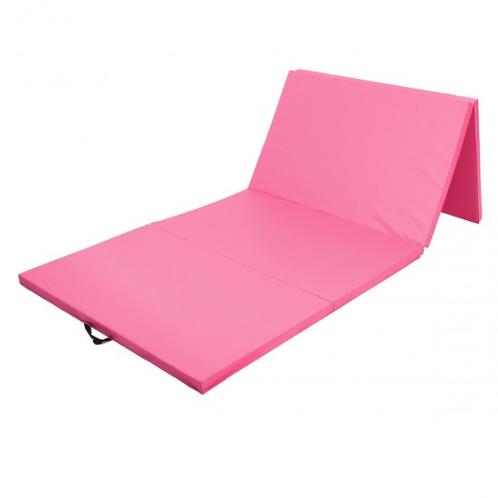 118x47x1.96inch 4 Folding Super Large Gymnastics Mat Yoga Gym Exercise Pad Pink