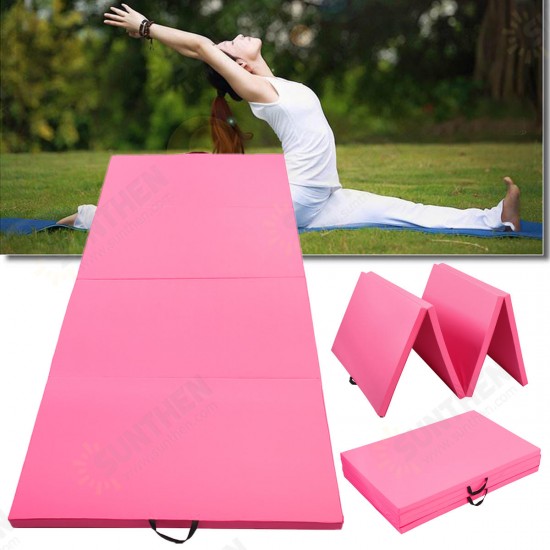 118x47x1.96inch 4 Folding Super Large Gymnastics Mat Yoga Gym Exercise Pad Pink