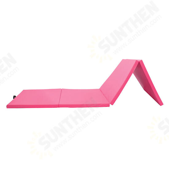 118x47x1.96inch 4 Folding Super Large Gymnastics Mat Yoga Gym Exercise Pad Pink