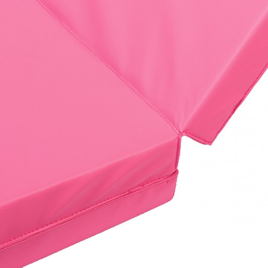 118x47x1.96inch 4 Folding Super Large Gymnastics Mat Yoga Gym Exercise Pad Pink