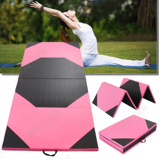 118x47x1.97inch 4-Fold Exercise Yoga Gymnastics Mat Gym PU Soft Tumble Play Crash Safety Fitness Pad