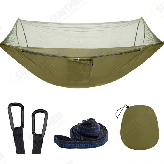 2 People Outdoor Camping Nylon Strong Hammock W Mosquito Net Travel Portable Backpack Hammock Max Load 400KG