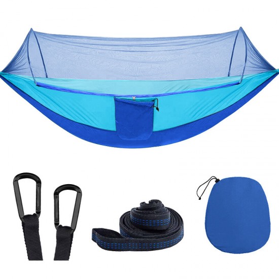 2 People Outdoor Camping Nylon Strong Hammock W Mosquito Net Travel Portable Backpack Hammock Max Load 400KG