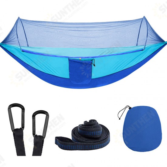 2 People Outdoor Camping Nylon Strong Hammock W Mosquito Net Travel Portable Backpack Hammock Max Load 400KG