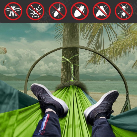 2 People Outdoor Camping Nylon Strong Hammock W Mosquito Net Travel Portable Backpack Hammock Max Load 400KG