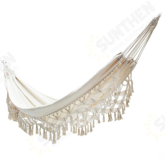 240x150CM Large Double Cotton Hammock Fringe Swing Beach Yard Hanging Chair Bed