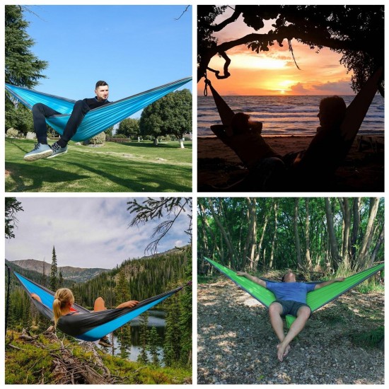 270x140cm 2 People Hammock 210T Nylon Outdoor Camping Travel Hanging Bed Swing Bed Max Load 500kg