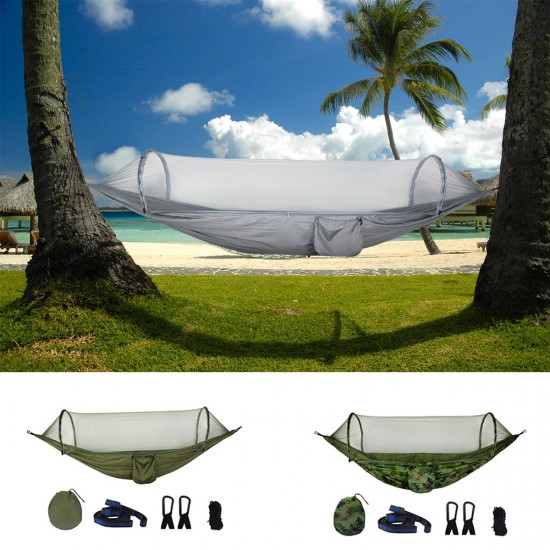 270x140cm Auto Quick Open Hammock Outdoor Camping Hanging Swing Bed With Mosquito Net Max Load 250kg