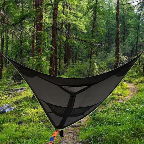 280 cm/9.2 FT Multi Person Hammock 3 POINT DESIGN Portable Hammock Multi-functional Triangle Aerial Mat Convenient For Outdoor Camping Sleep