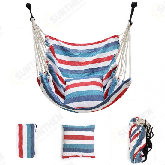 3.9x5.1in Hammock Chair Comfortable Easy Install Hanging Swing Seat with 2 Pillow Outdoor Indoor Camping Travel