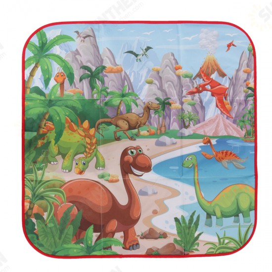 72x72cm Children Cartoon Play Mat+6 Dinosaur Toy Square Folding Box Camping Mat Kid Toddler Crawling Picnic Carpet