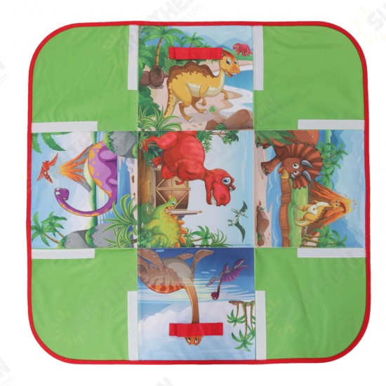 72x72cm Children Cartoon Play Mat+6 Dinosaur Toy Square Folding Box Camping Mat Kid Toddler Crawling Picnic Carpet