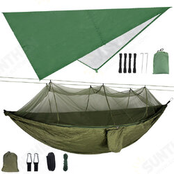 Double Person Camping Hammock with Mosquito Net + Awning Outdoor Hiking Travel Hanging Hammock Set Bearable 300kg Double Person Camping Hammock with Mosquito Net + Awning Outdoor Hiking Travel Hanging Hammock Set Bearable 300kg