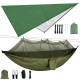 Double Person Camping Hammock with Mosquito Net + Awning Outdoor Hiking Travel Hanging Hammock Set Bearable 300kg