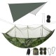 Double Person Camping Hammock with Mosquito Net + Awning Outdoor Hiking Travel Hanging Hammock Set Bearable 300kg