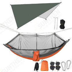 Double Person Camping Hammock with Mosquito Net + Awning Outdoor Hiking Travel Hanging Hammock Set Bearable 300kg Double Person Camping Hammock with Mosquito Net + Awning Outdoor Hiking Travel Hanging Hammock Set Bearable 300kg