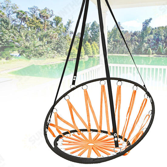 Handmade Knitted Round Hammock Outdoor Indoor Dormitory Bedroom Children Swing Bed Decor