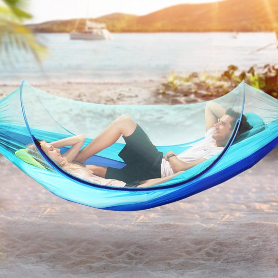 260x150cm Outdoor Double Hammock Camping Hanging Swing Bed With Mosquito Net Max Load 200kg